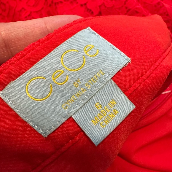 NWT❣️CeCe by Cynthia Steffe Red Scalloped Hem Lace Pencil Skirt size 6 - Picture 4 of 6